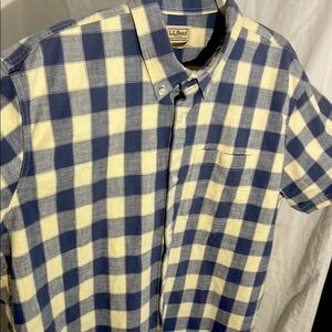 L.L. Bean Men's Blue and White Checkered Chambray